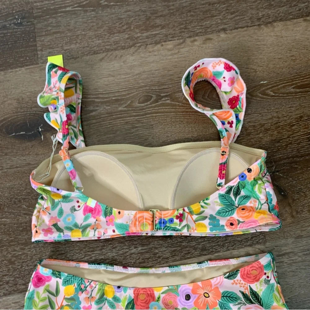 Summersalt X Rifle company pink floral oasis is ruffle bikini set 8 NWT - Picture 8 of 11
